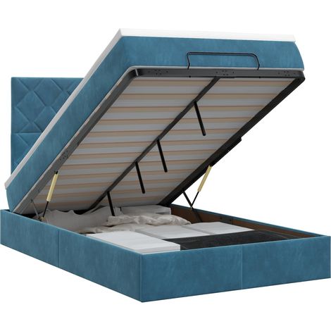 Maison Exclusive - Letto ottomano con materasso Blu Scuro 120 x 200 cm Velluto (1/5)