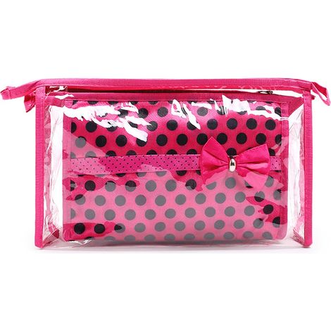 Lot de 2 trousses de toilette transparentes réutilisables en plastique pour filles et femmes (n° 5) (1/5)