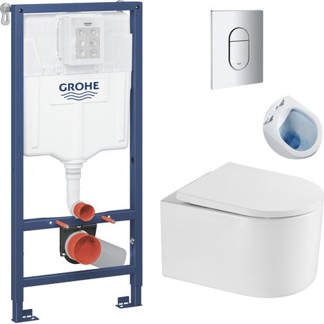 Grohe Pacchetto vaso Bati-support + vaso SAT Delano senza brida + sedile Softclose + placca cromata