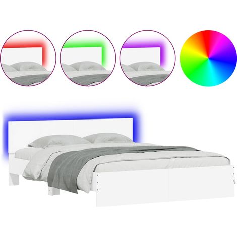 Maison Exclusive - Estructura de cama cabecero y luces LED blanca