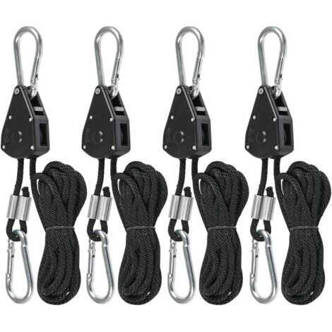 4 Pcs Ratchet Ropes with Hooks for Lamp or Plants, Adjustable Hook Rope 200cm Long (2 Pair) (1/5)