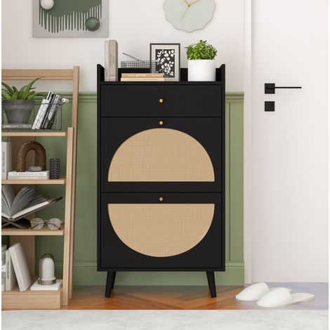 mobile contenitore 60 cm scarpe rattan nero ingresso OKMYHOME (1/5)