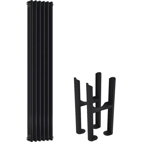 Milano Windsor Black Cast Iron Style Vertical Triple Column Radiator with Feet - 1800mm x 290mm (1/4)