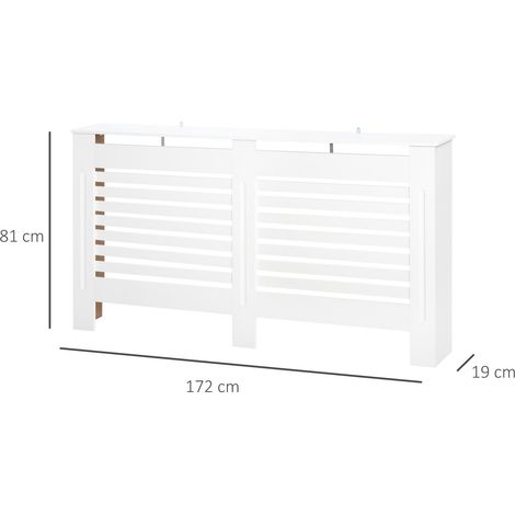 Cache-radiateur à lattes avec étagère de rangement, en bois, 172 x 19 x 81 cm, blanc (1/5)