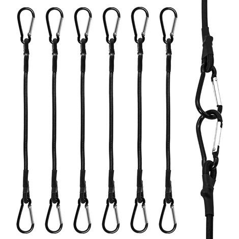 Tendeurs Elastique avec Mousqueton, 6 Pcs Robuste Tendeur Elastique, 30CM Tendeurs Elastique avec Crochets pour Camping, Bâches, Tente, Bagages, Voitur et Motos (1/5)