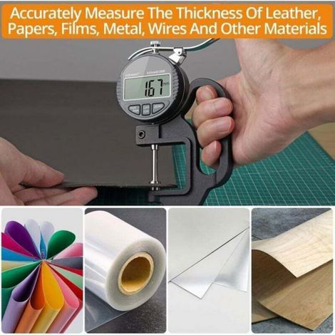 Micromètre Digital - 0 À 12,7 Mm - Précision 0,01 Mm - Pour Cuir Papier Plastique Métal - Écran Lcd Rétroréclairé - 1 Pièce (1/4)