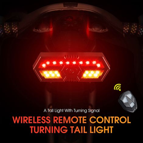 Feu arrière de vélo WEST BIKING avec clignotants LED, portée de 5 m, télécommande, étanche, rechargeable par USB (1/5)