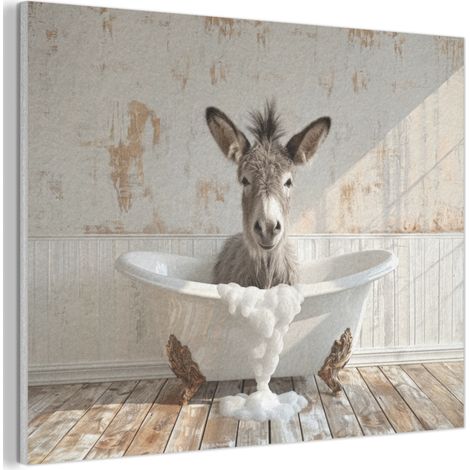 QUADRO ACUSTICO Asino - Animali - Vasca da bagno - Schiuma 100x70 cm (1/5)