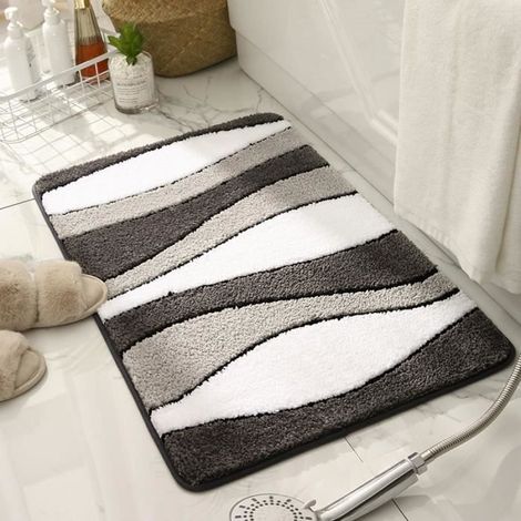 Tapis de Salle de Bain - FUNMOON - Geometry 4 - Antidérapant - Absorbant - Lavable 50x80 cm (1/4)