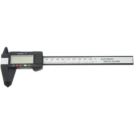 Calibrador digital electrónico con pantalla LCD, 150 mm (6 pulgadas), conversión de pulgadas a milímetros, PA66, negro. (1/5)