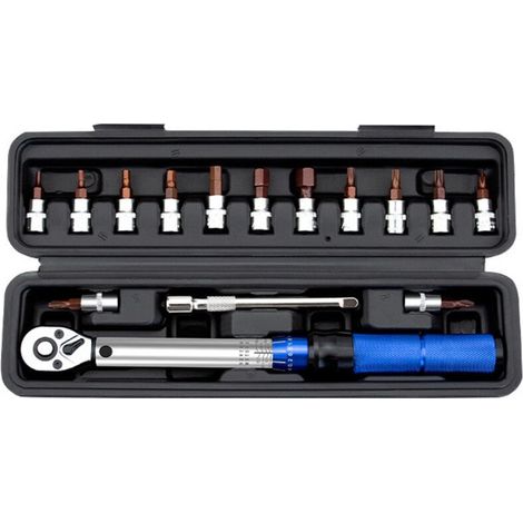 Clé Dynamométrique 1/4’’, Clef Dynamométrique Vélo 2-24N.m, 13 Pièces Kit D'entretien, pour Vélo Voiture Auto Réparati