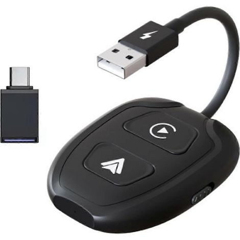 Boîtier CarPlay et Android Auto sans fil 2 en 1 pour voiture : adaptateur filaire vers sans fil Plug & Play CarPlay Android Auto AI Box (1/5)