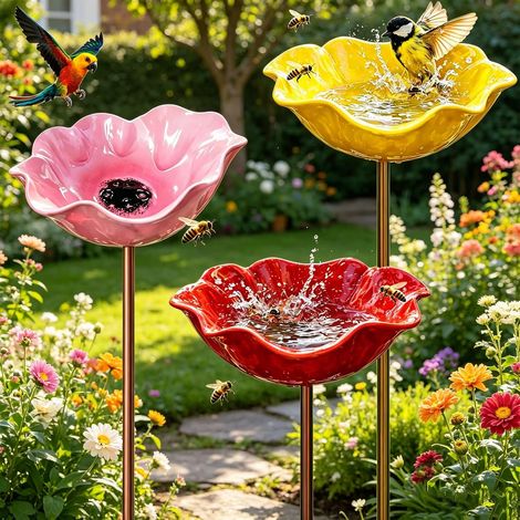 Bain D’Oiseaux,3 Pièces Abreuvoir Oiseaux,Bain pour Oiseaux,Mangeoire Oiseaux,Bassin pour Oiseaux,Deco Jardin Exterieur,pour Insectes et Papillons,Décoration Jardin Terrasse (1/5)