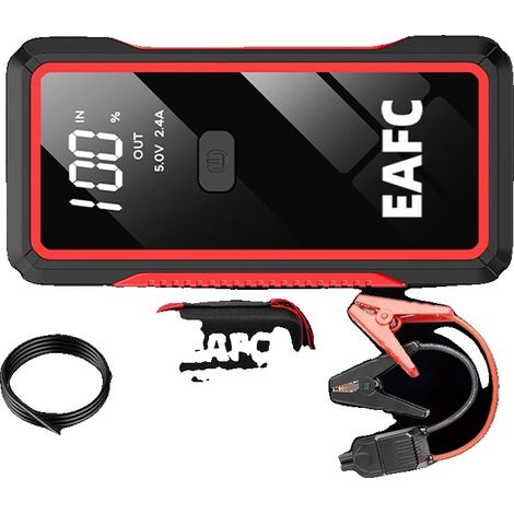 Arrancador de batería para coche, batería externa portátil, luz LED de emergencia, inteligente con bolsa (1/2)