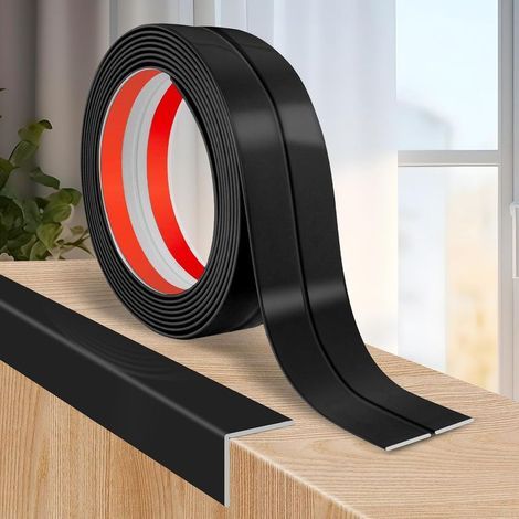 Moulure murale adhesive plinthe souple moulure decorative corniere PVC baguette de finition protection angle mural (2cm×3m, Noir) (1/5)