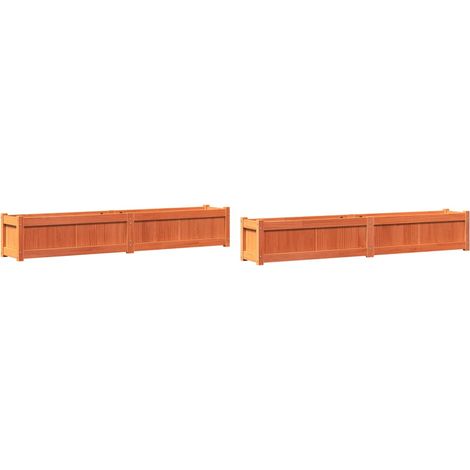 Macetero de pino bancal elevado plantas flores jardín terrazas juego de 2 cera madera maciza de pino marrón 020039062
