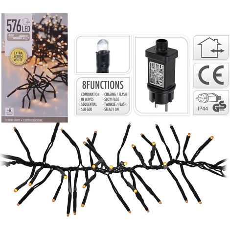 LUCI NATALE GHIRLANDA 576 LED EXTRA BIANCO CALDO CON GIOCHI DI LUCE ADDOBBI (1/2)