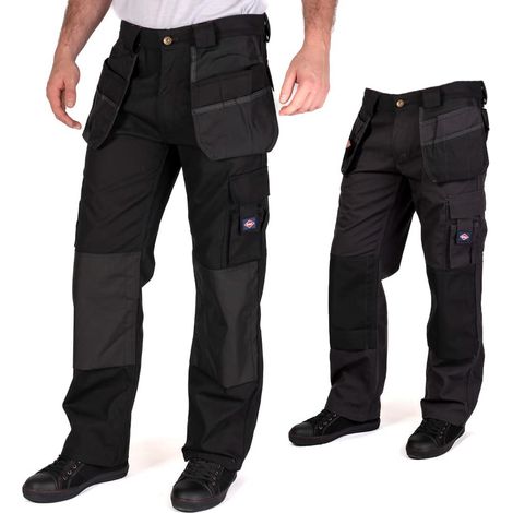 Lee Cooper Workwear LCPNT216 Uomo Multi Tasca con Tasche per Ginocchiere Fondina Fissa Lavoro Cargo Pantaloni, Nero, 42W / 31L