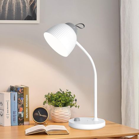 Lampe de Bureau Enfant Rechargeable 3000mAh, Col de Cygne à 360°  Protection des Yeux, Crochet et Bouton Rotatif, Lampe de Table Sans Fil Dimmable Idéale pour Enfants, Lecture, Étude, Chevet (1/5)