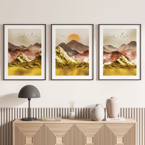 Lot de 3 Affiches / Posters Triptyque - Paysages Boho - 3 Affiches - 70x100 cm (Cadres non fournis) - Photo pleine page (1/5)