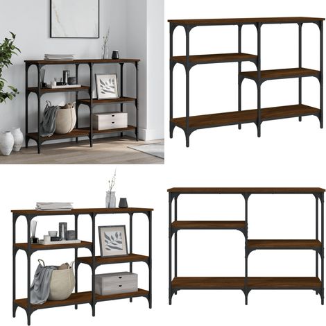 Table console chêne marron 102x29x75 cm bois d'ingénierie - Table Basse - Meuble D'entrée - Table D'appoint - Table Console - Design Industriel - Home & Living (1/5)