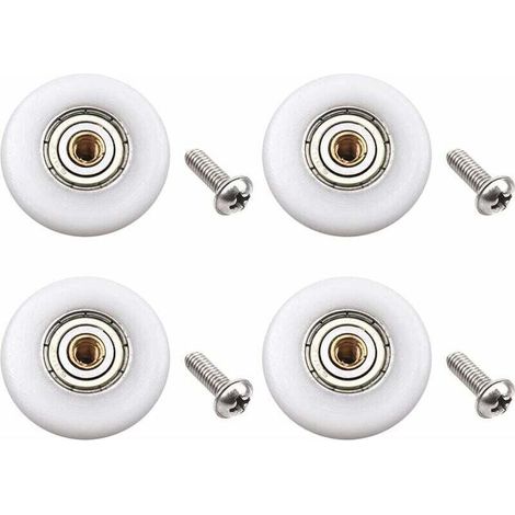 Lot de 4 roulettes de porte de douche – Pièce de rechange pour porte de douche coulissante en verre de salle de bain (diamètre du rouleau 23 mm) (1/4)