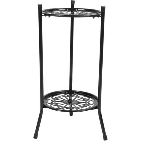 Support de plante en métal à 2 niveaux support de pot de fleur présentoir décoration de la maison accessoires de jardinnoir (1/5)
