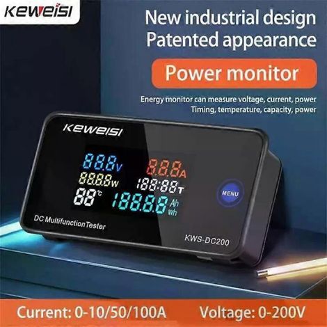 Voltmètre-ampèremètre 100 A, testeur de batterie de voiture, mesure de capacité et de température, compteur électrique 12 V, 24 V (1/4)