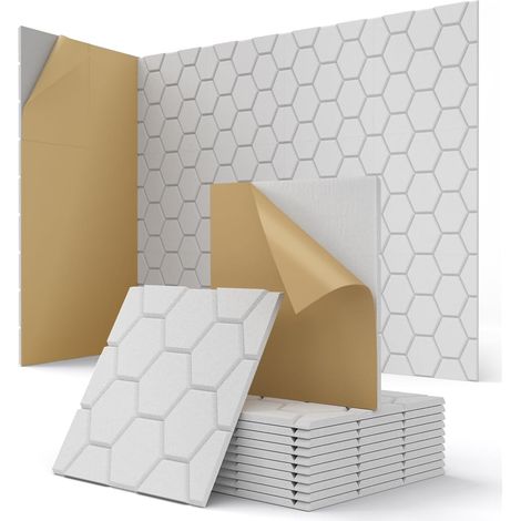Dalle Acoustique Blanche Motif Nid D'Abeille Mur Porte Décoratif (1/5)