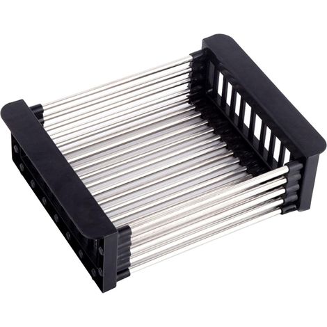 Panier de vidange, égouttoir pour évier, Égouttoir télescopique en Acier Inoxydable avec 1 vis, utilisé pour Laver la Vaisselle dans lévier de la Cuisine, égoutter Les Fruits et légumes (Noir, L)