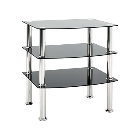 Table d'appoint 54x45x59 cm en métal et verre noir et gris