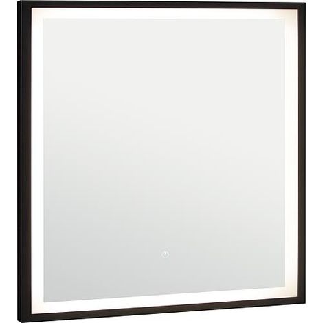 Miroir LED Ranelva avec interrupteurs tactiles, avec cadre noir, front/backlight, 800x800mm (1/2)