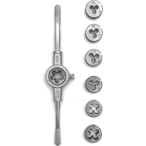 Jeu de 8 tarauds et filières métriques M3-M12outils de filetage coniques droitsoutils de filetage à main (1/5)