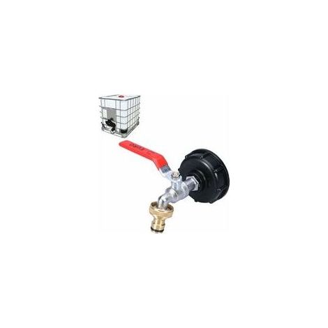 Grifo para tanque IBC de 1000 L, grifo para recolección de agua de lluvia, adaptador para tanque de agua IBC, grifo doble de 1/2", grifo para recolección de agua de lluvia, grifo de latón fabricado en (1/5)