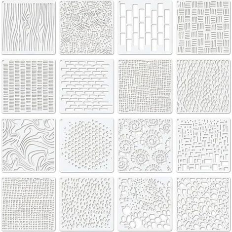Geometric Painting Stencils,16 Pack Abstract Layering Temptes,Creative Patterns for Wood,Furniture,Floors and DIY P POCHOIR CREATIF (1/5)
