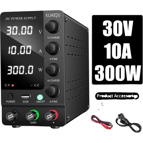 Fuente de alimentación, voltaje ajustable, control preciso de corriente, SPS-C3010 30V 10A, enchufe europeo de 220V (1/2)