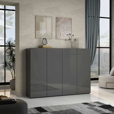 Scarpiera Doda, Mobile Portascarpe 10 Ripiani, Made in Italy, 34x160x115h cm Nero Antracite (1/4)
