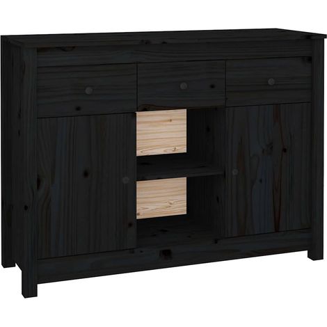 Maison Exclusive - Aparador de madera maciza de pino negro 100x35 (1/5)