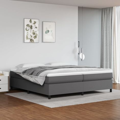 Boxspringbett mit Matratze Grau 200x200 cm Kunstleder (1/5)
