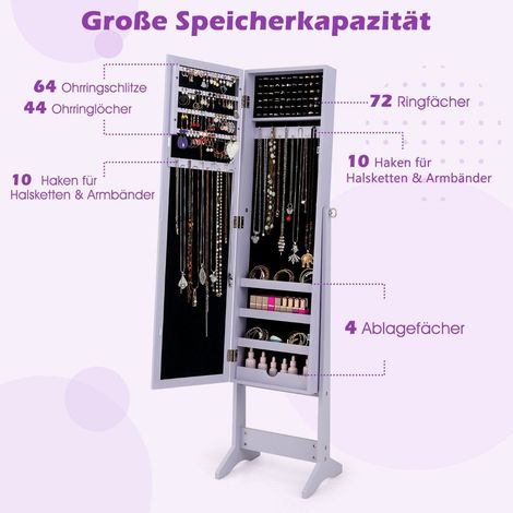 Mobiletto portagioie regolabile con specchio a figura intera viola (1/5)