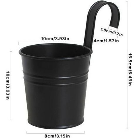 Pots De Fleurs Suspendus - Fer Noir - Diamètre 10 Cm Hauteur 8 Cm - Pour Balcon Jardin Intérieur Extérieur - Lot De 4 (1/5)