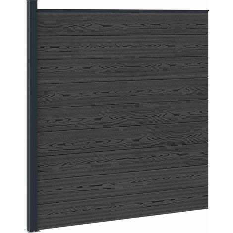 Fence Panel WPC and Aluminium Black vidaXL
