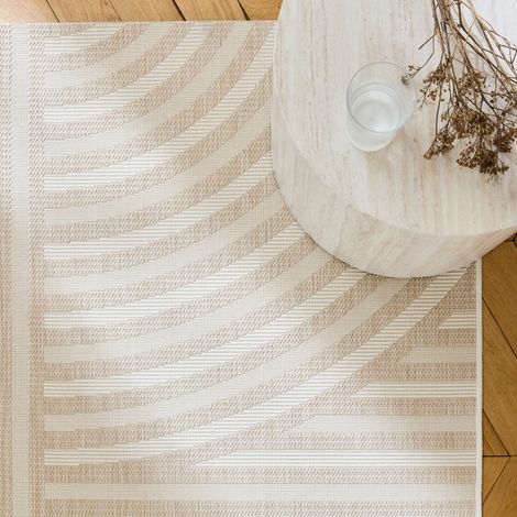 Tapis intérieur/extérieur motif arches beige. 100% polyester recyclé  120 x 170 cm