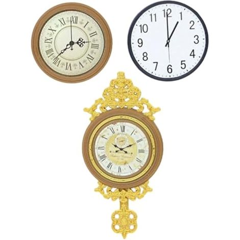 Ensemble de 3 accessoires pour maison de poupée, mini-maison, mobilier, horloge murale décorative à suspendre (1/5)