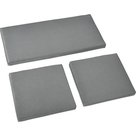 Outdoor Seat Cushion Pads for Rattan Furniture, 3 PCs Garden Furniture Cushions, Dark Grey