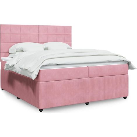 Boxspringbett mit Matratze Rosa 200x200 cm Samt
