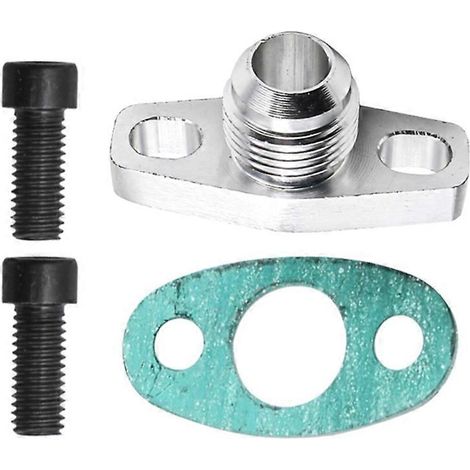 Kit adaptateur de bride de retour d'huile turbo AN10 pour GT28 GT30 GT35 T25 avec filetage M8x1,25 mm argenté (1/5)