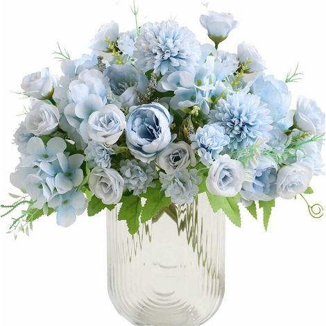 RHG Fls Artificielles, 2Pcs Pivoines Artificielles Faux Pivoine pour la Décoration Pivoines en Soie Arrangements de Fls Centres de Table pour la Décoration de Mariage à la Maison (Le vase n'est pas