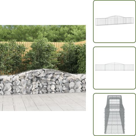 Gabione mit Hochbogen 400x50x60/80 cm Verzinktes Eisen - Gabionenkorb - Gabionenwände - Gartendekoration - Gartenzubehör - Zaun (1/5)