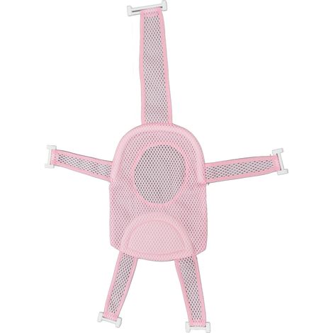 Siège de bain universel réglable pour bébé avec filet respirant antidérapant et appui-tête doux, rose (1/5)